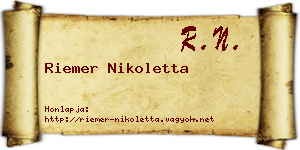 Riemer Nikoletta névjegykártya